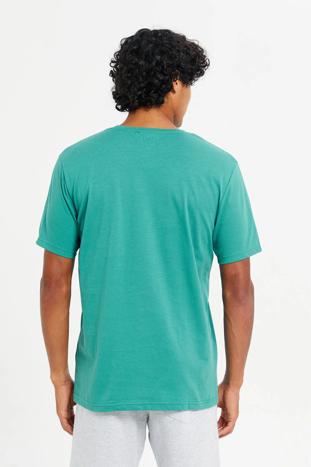 Men Green Crew Neck T-Shirt sold by Redtag product image thumbnail 3