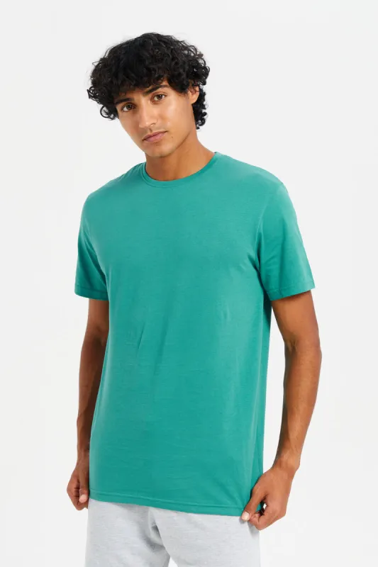 Men Green Crew Neck T-Shirt sold by Redtag