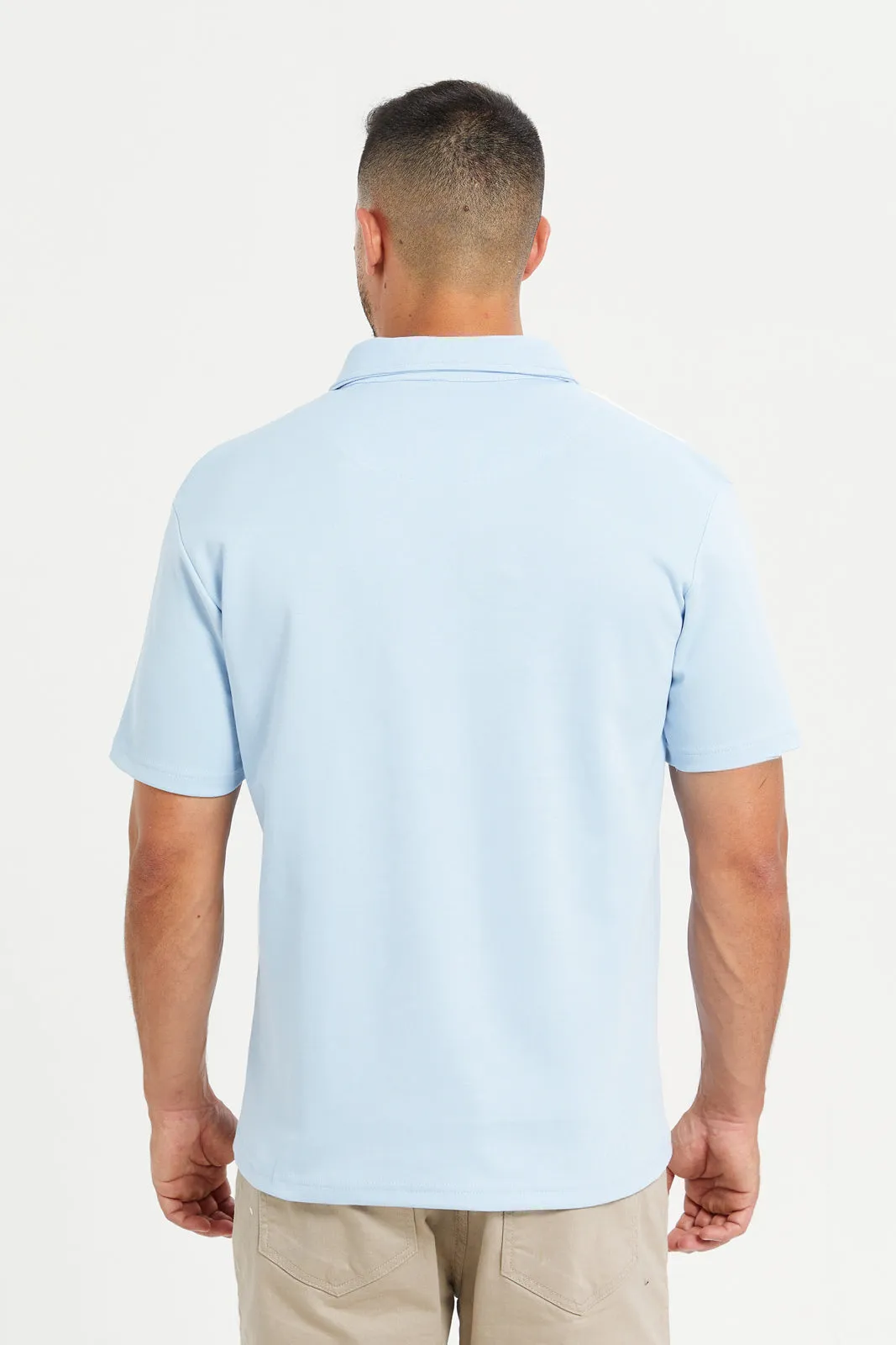 Men Blue Jacquard Polo Shirt sold by Redtag product image thumbnail 3