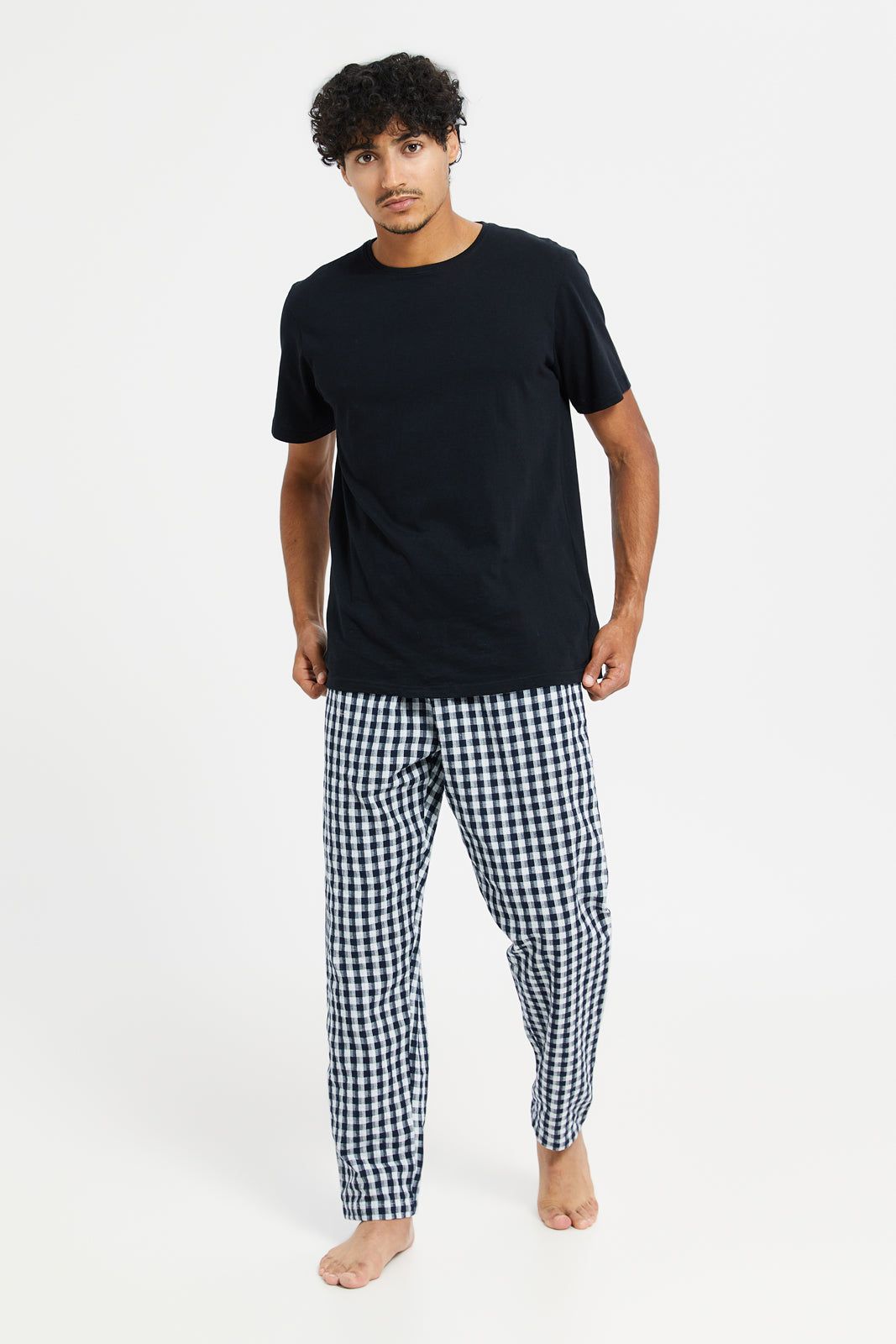 Men Black Checkered Pyjama Bottom sold by Redtag product image thumbnail 2