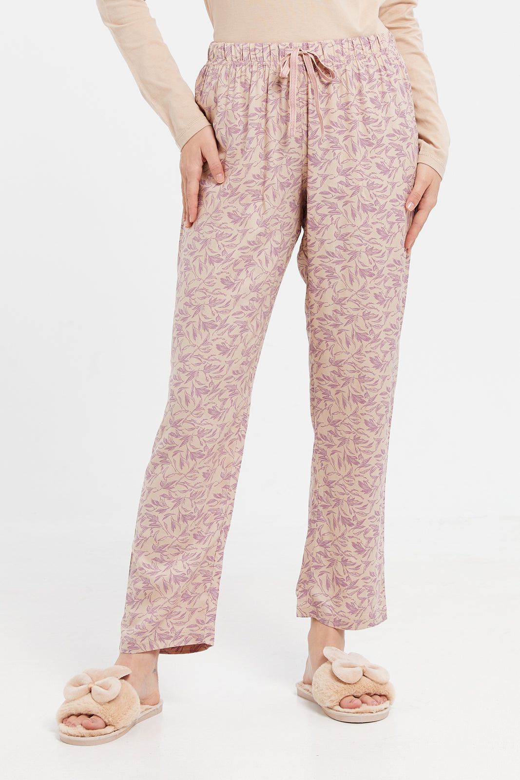 Women Beige Chest Print Pyjama Set (2 Piece) sold by Redtag product image thumbnail 3