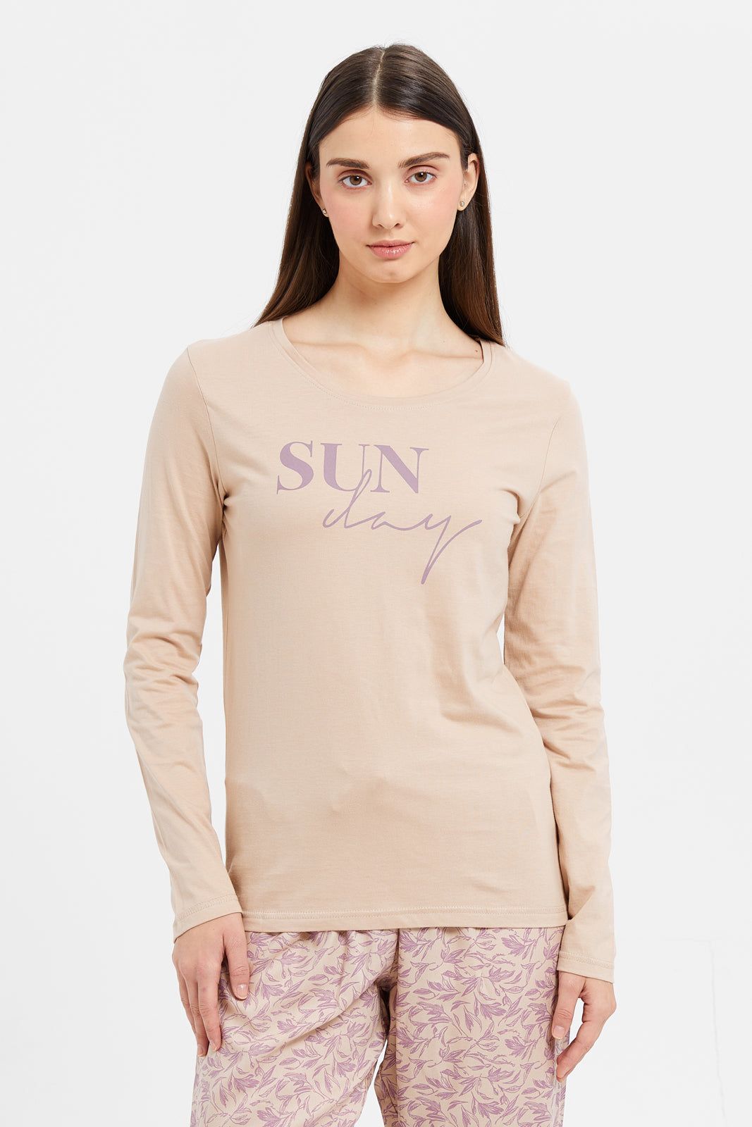 Women Beige Chest Print Pyjama Set (2 Piece) sold by Redtag product image thumbnail 2