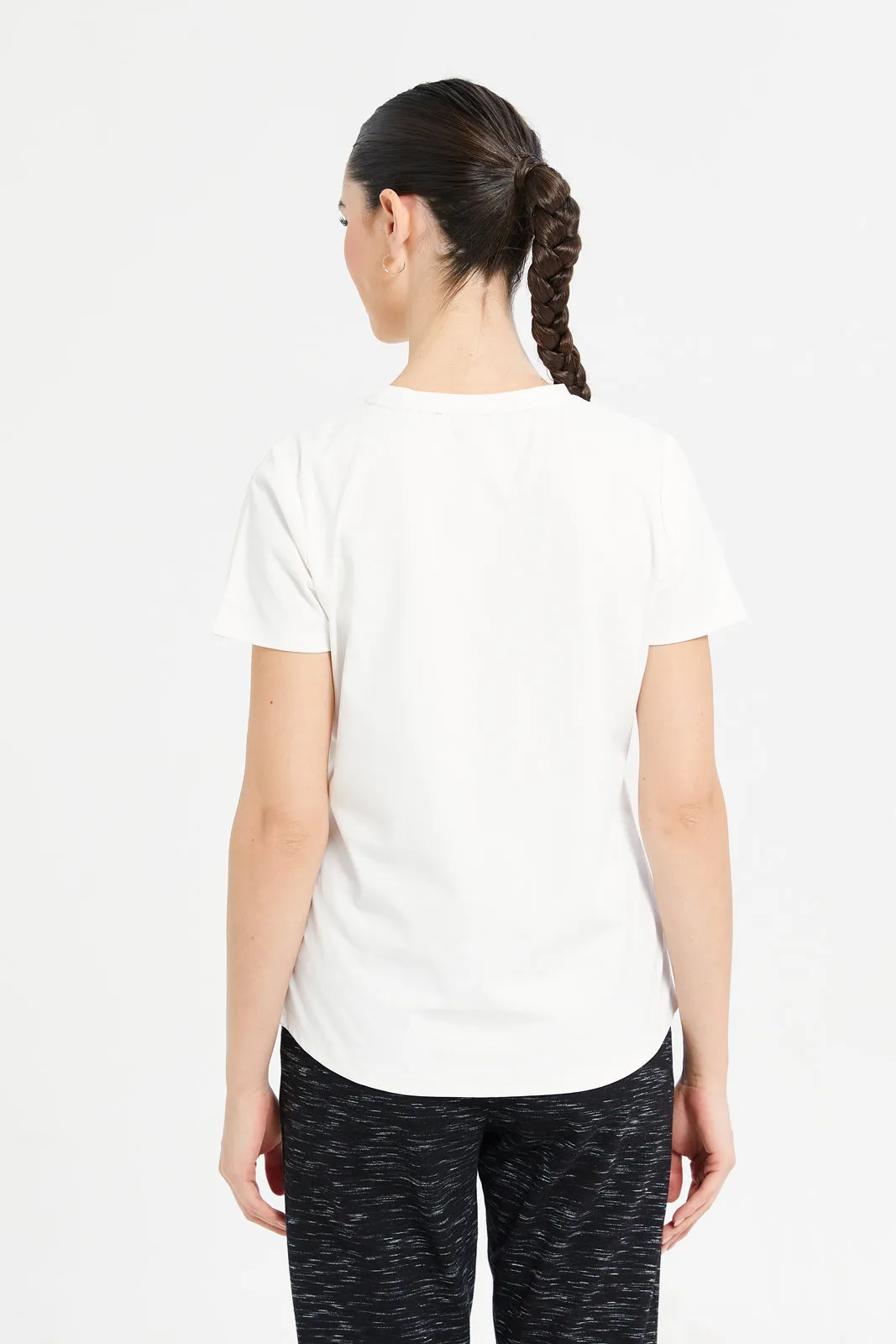 Women White Soft Touch Active T-Shirt sold by Redtag product image thumbnail 3