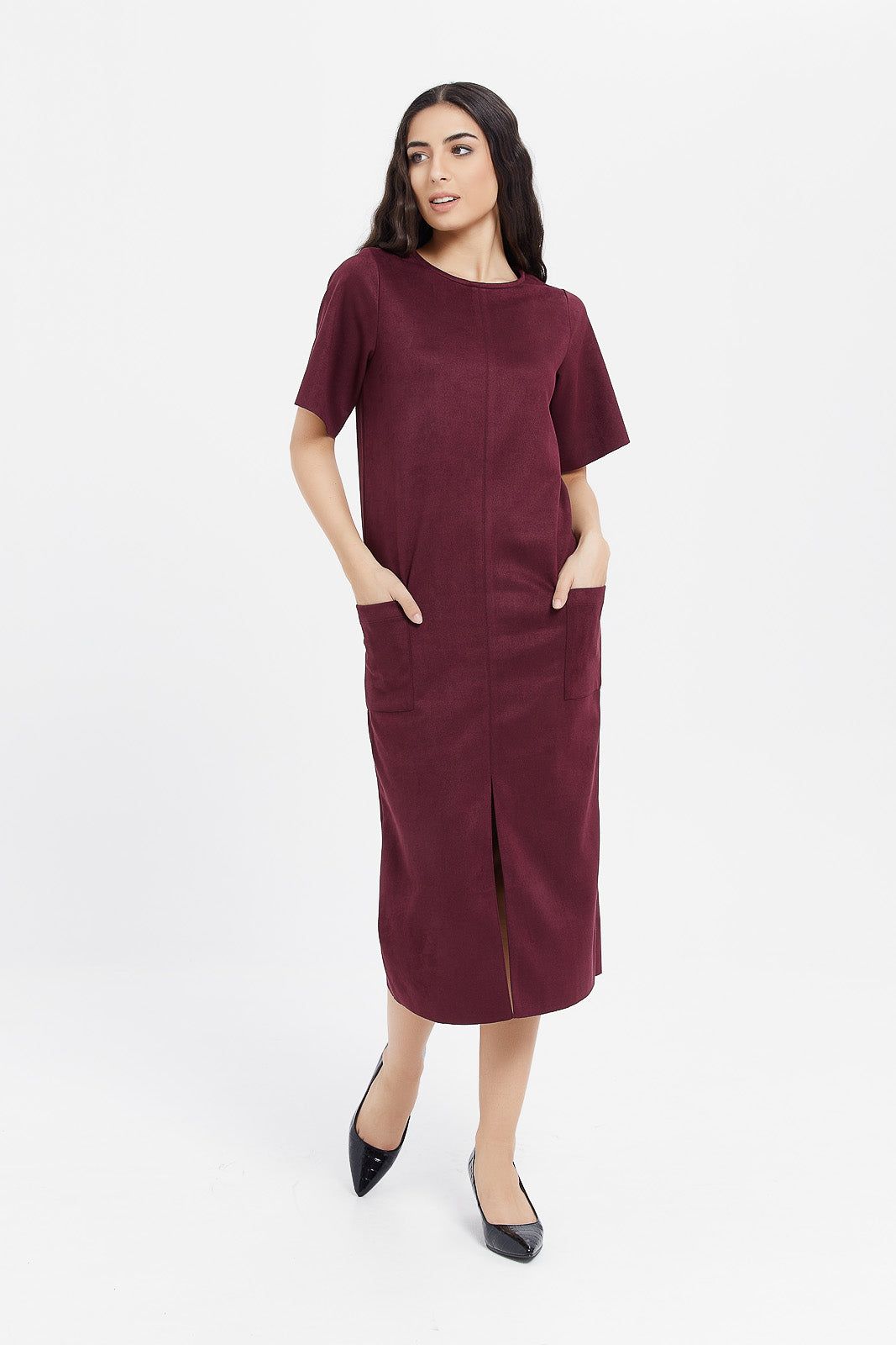 Women Burgundy Midi Dress sold by Redtag product image thumbnail 3