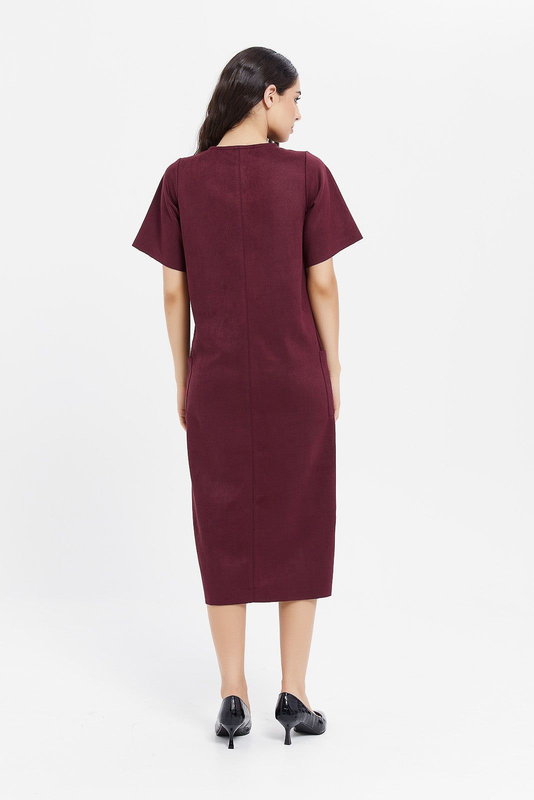Women Burgundy Midi Dress sold by Redtag product image thumbnail 2