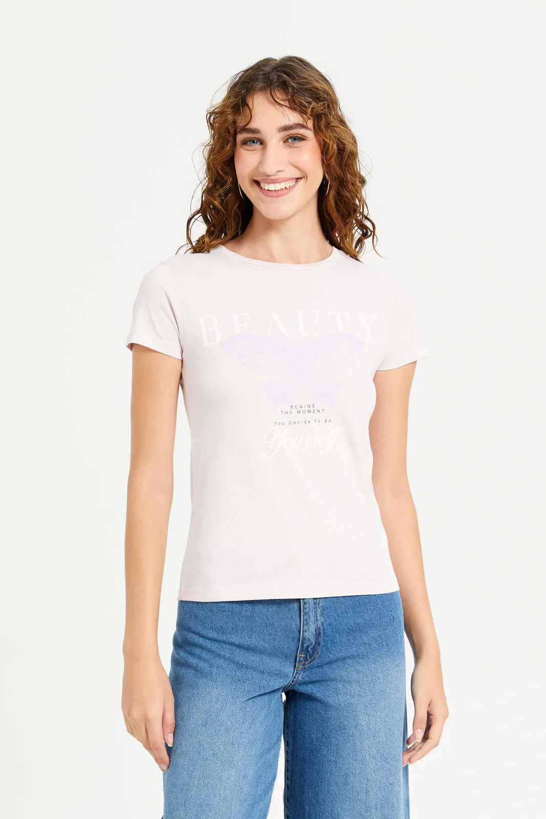 Women Lilac Graphic T-Shirt sold by Redtag