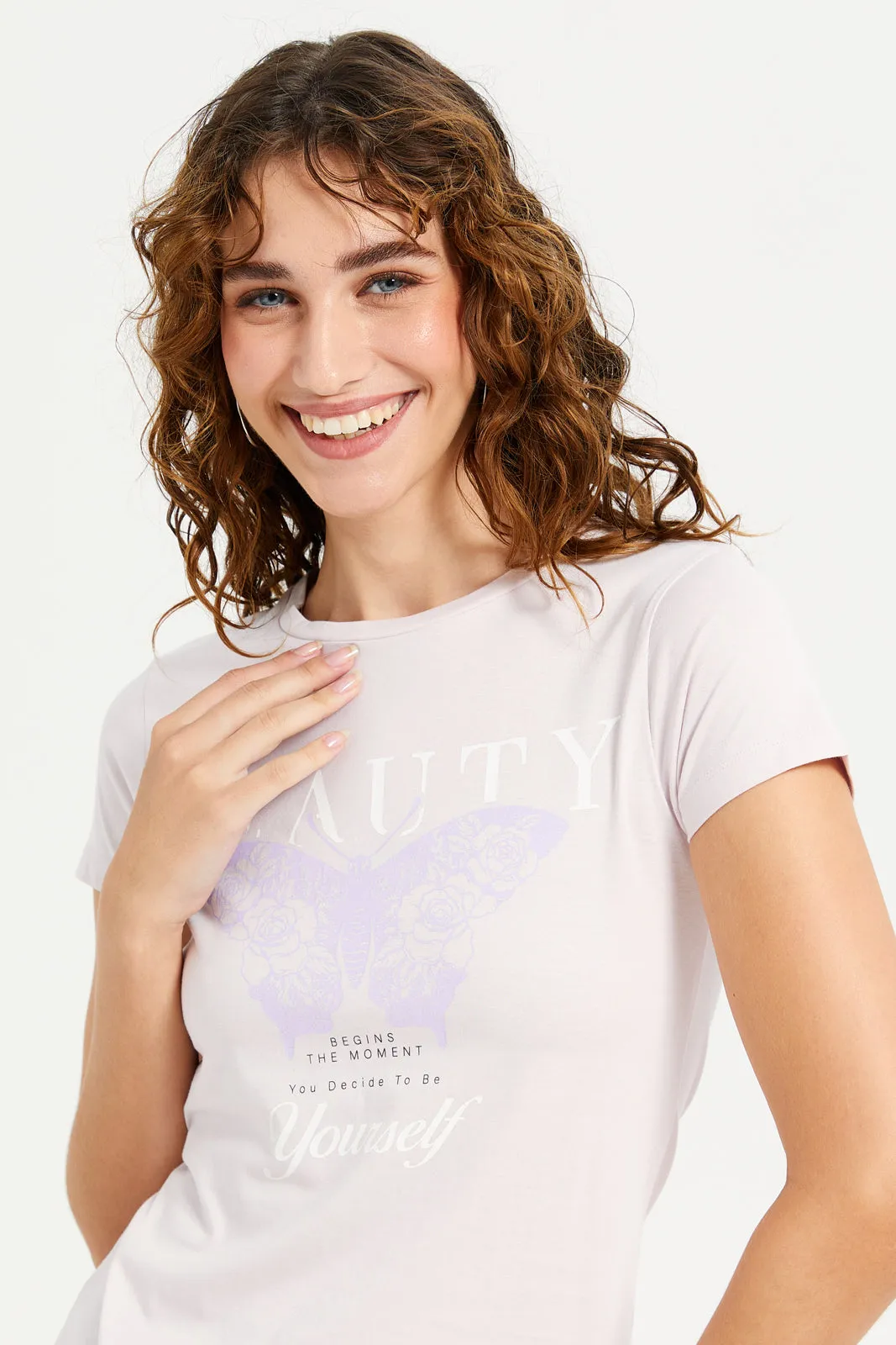 Women Lilac Graphic T-Shirt sold by Redtag product image thumbnail 4