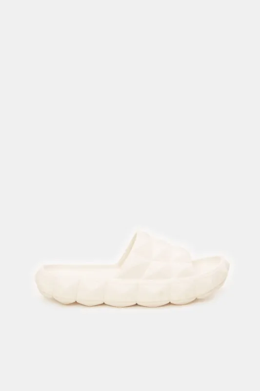 Women Ivory Molded Slides sold by Redtag