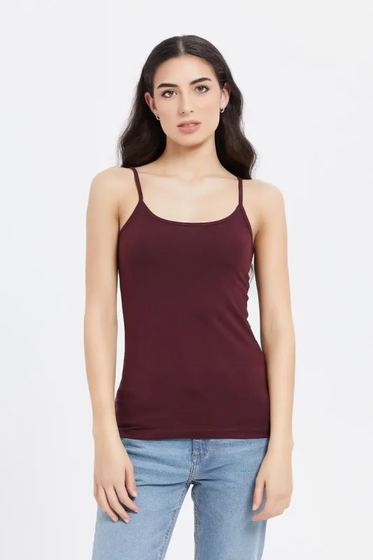 Women Brown Plain Strappy Vest sold by Redtag