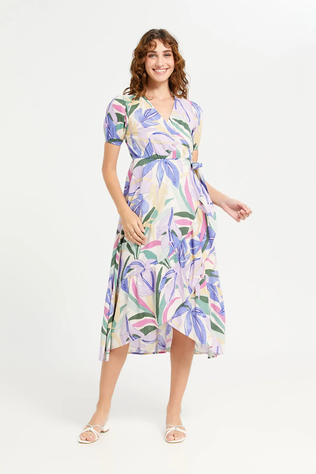 Women Multicolour Printed Ruffle Dress sold by Redtag