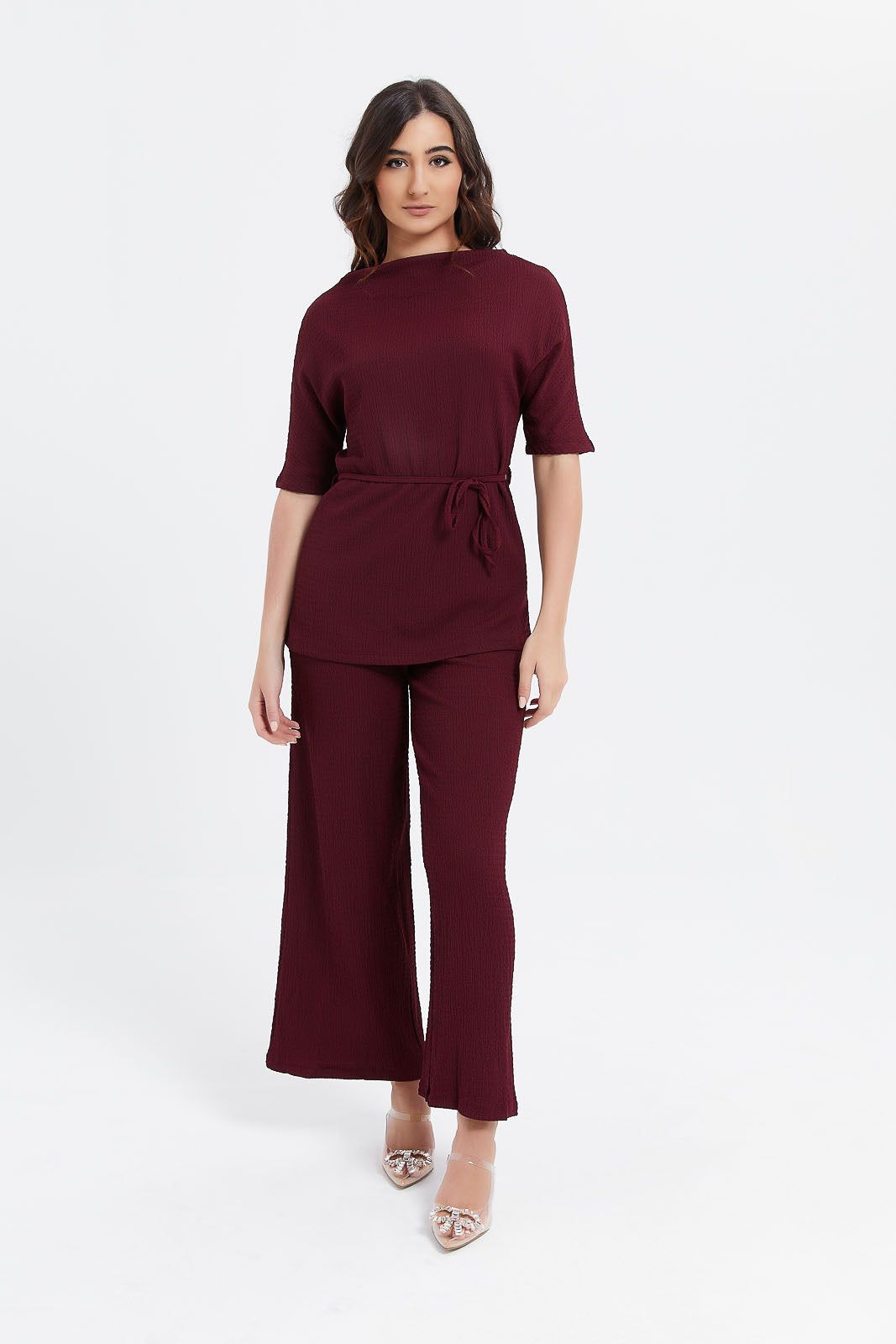 Women Burgundy Textured Top sold by Redtag product image thumbnail 2