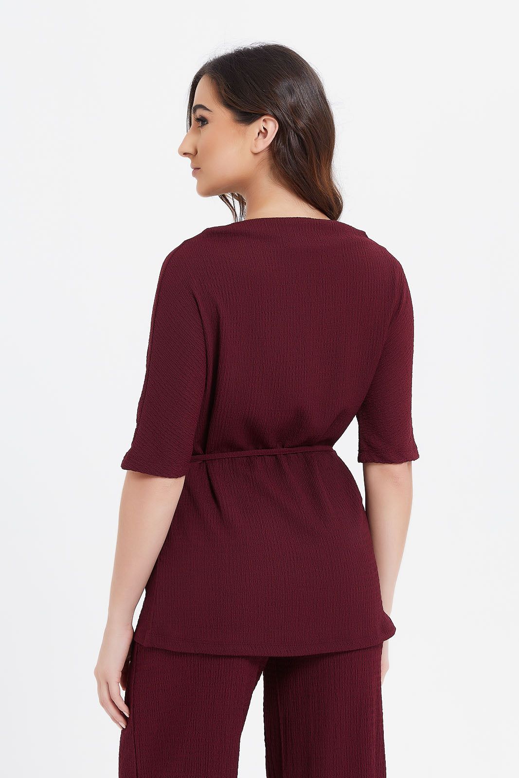 Women Burgundy Textured Top sold by Redtag product image thumbnail 3