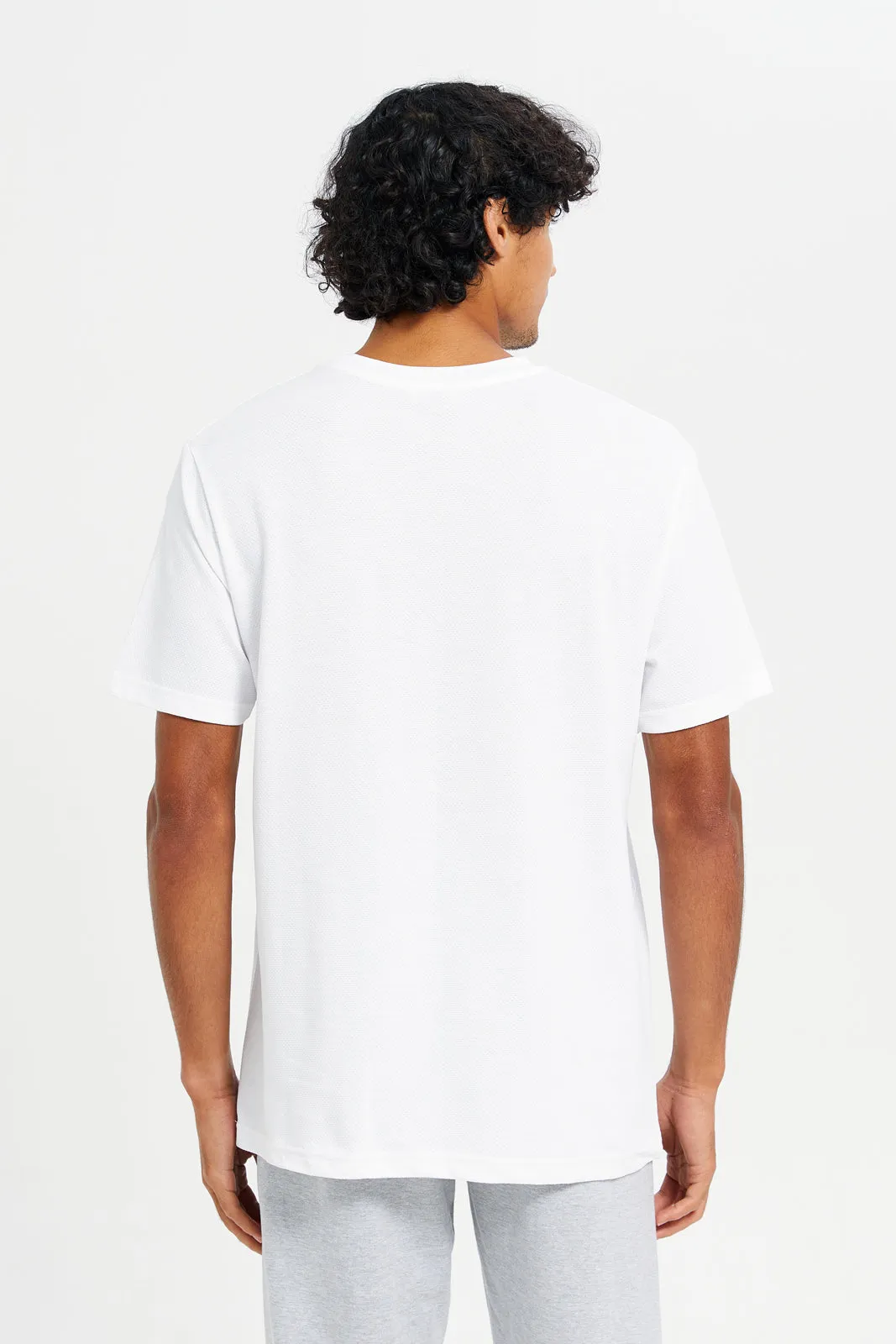 Men White Jacquard Logo T-Shirt sold by Redtag product image thumbnail 3