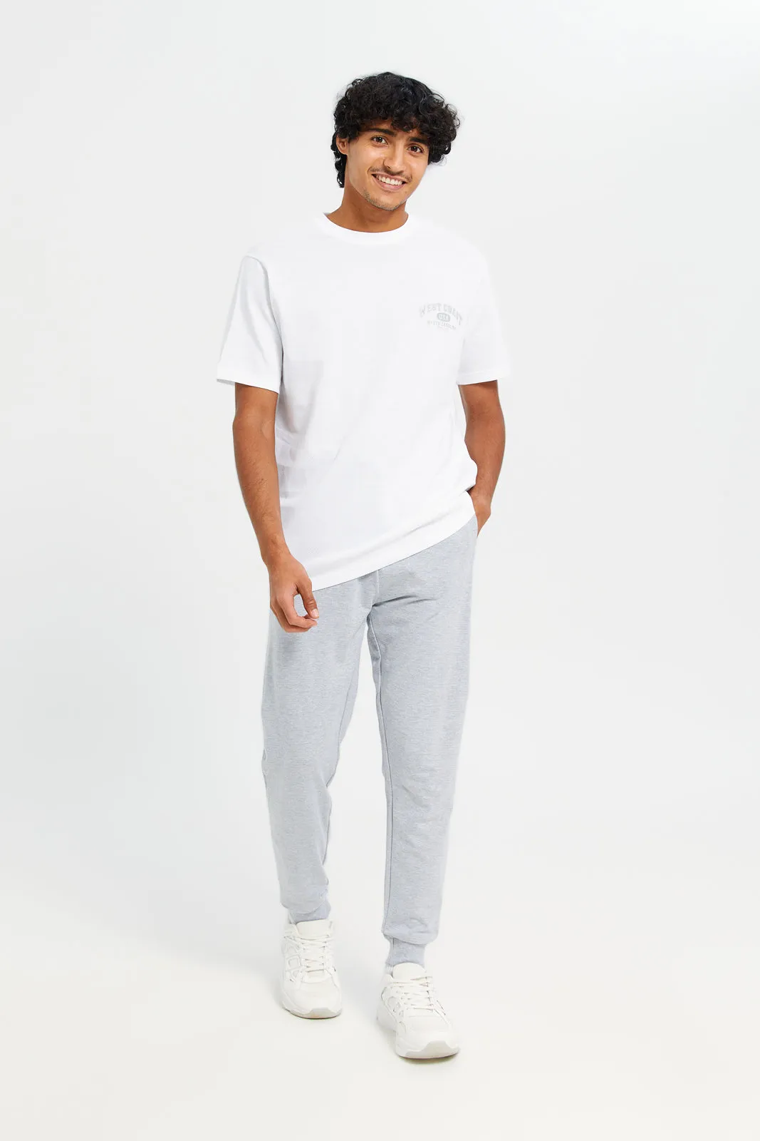 Men White Jacquard Logo T-Shirt sold by Redtag product image thumbnail 2