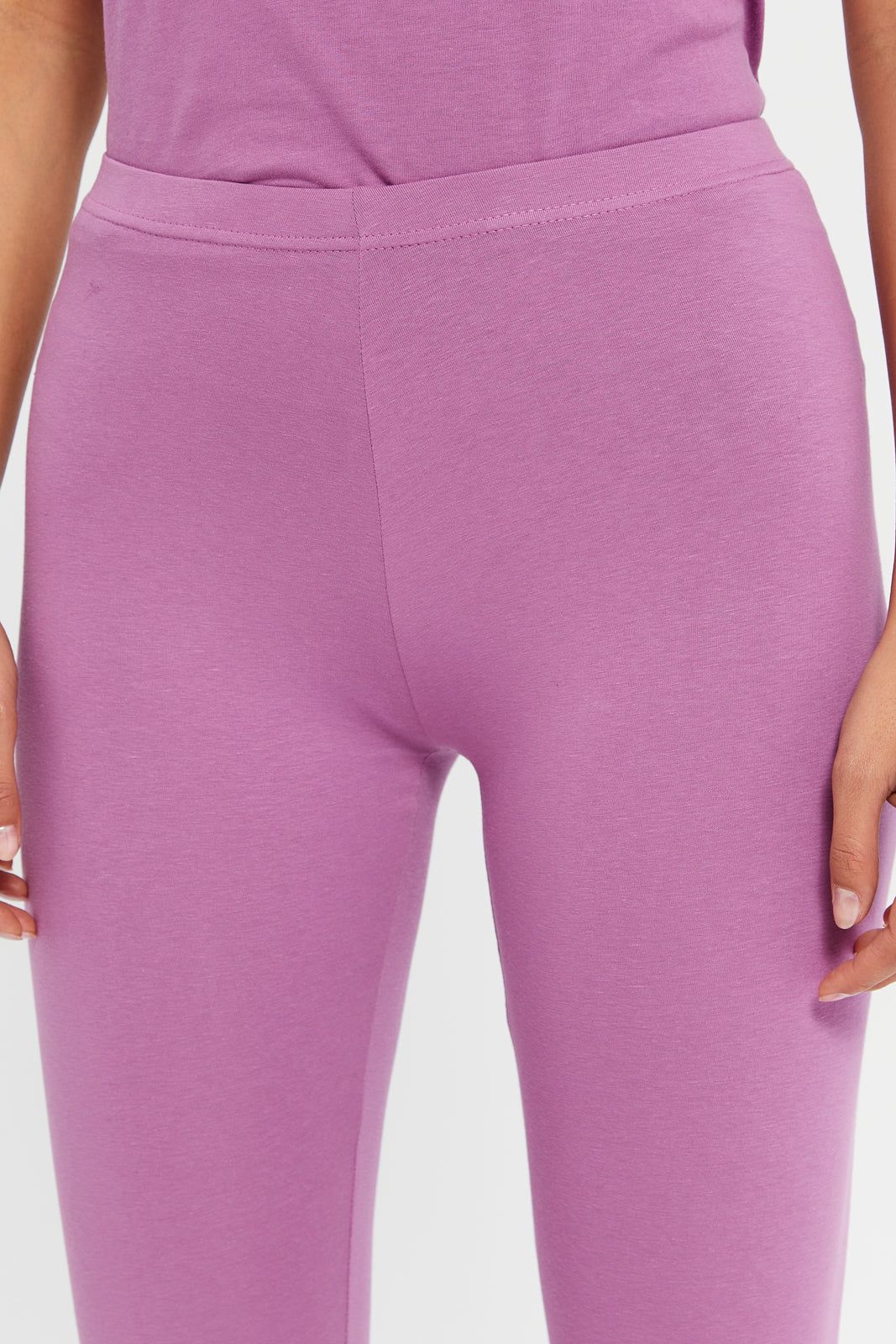 Women Mauve Elastic Leggings sold by Redtag product image thumbnail 4