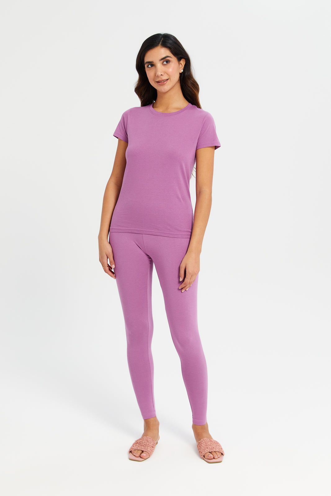 Women Mauve Elastic Leggings sold by Redtag product image thumbnail 2