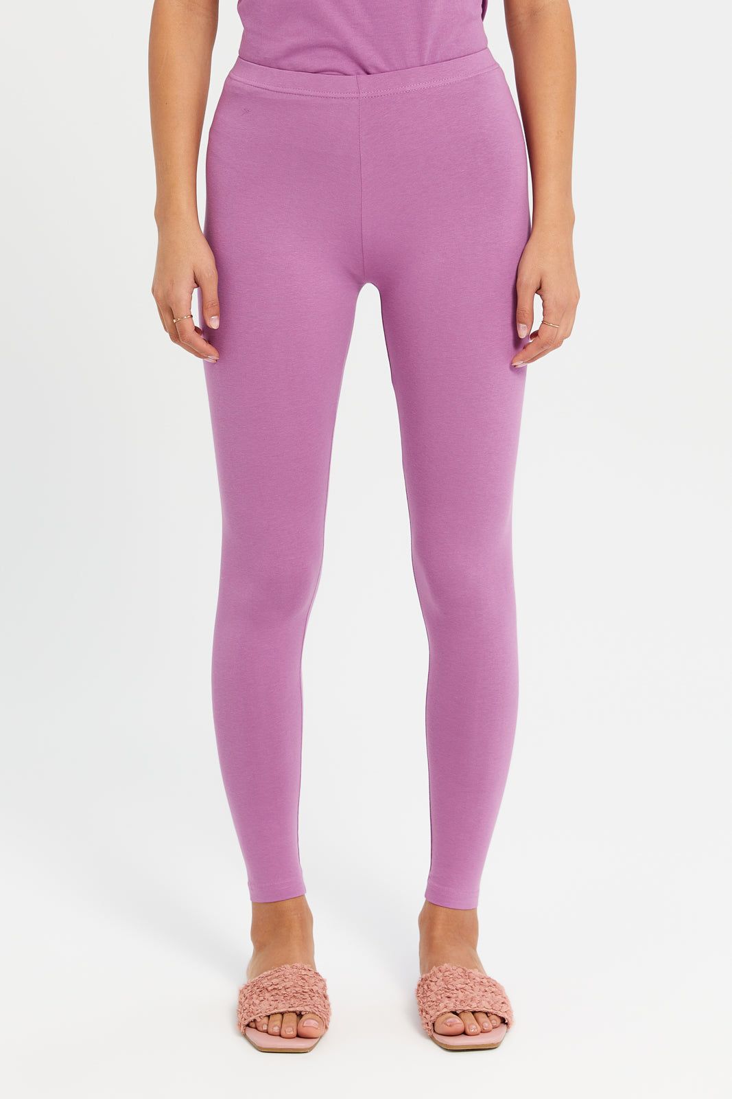 Women Mauve Elastic Leggings sold by Redtag