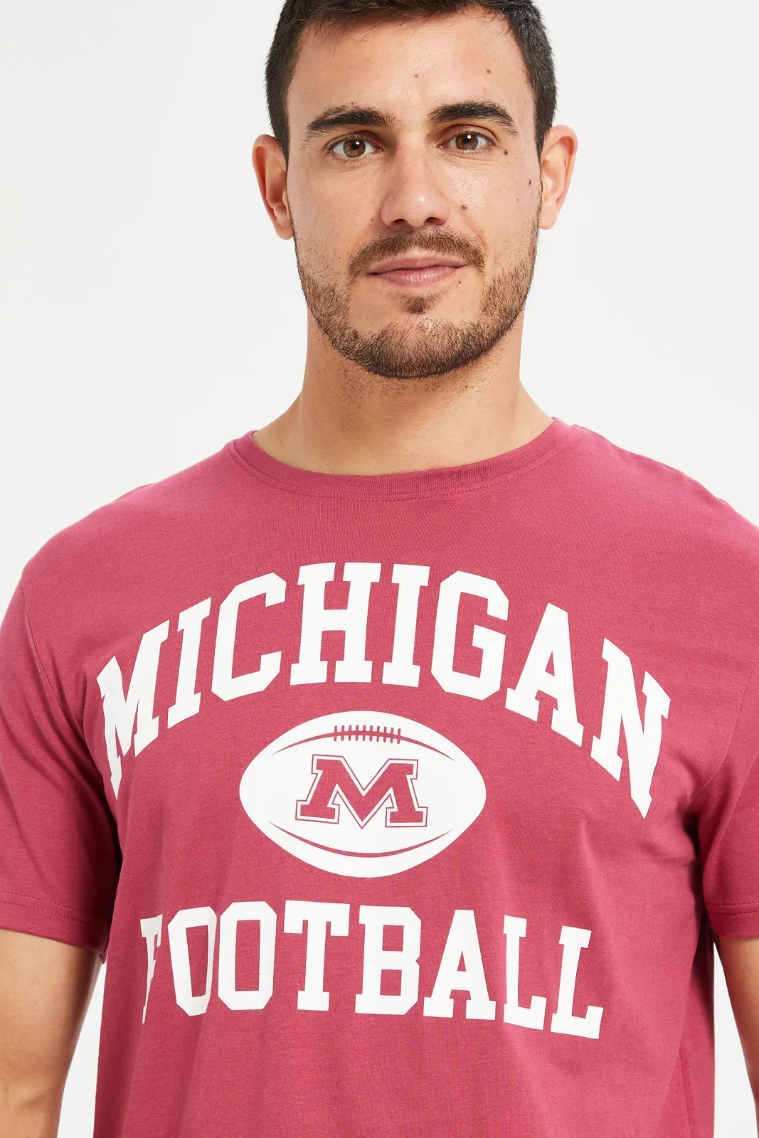 Men Red Graphic Round Neck T-Shirt sold by Redtag product image thumbnail 4