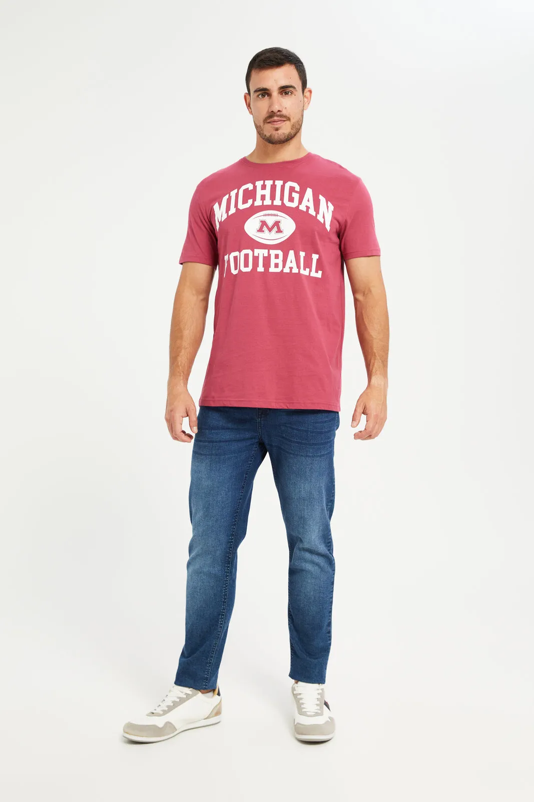 Men Red Graphic Round Neck T-Shirt sold by Redtag product image thumbnail 2