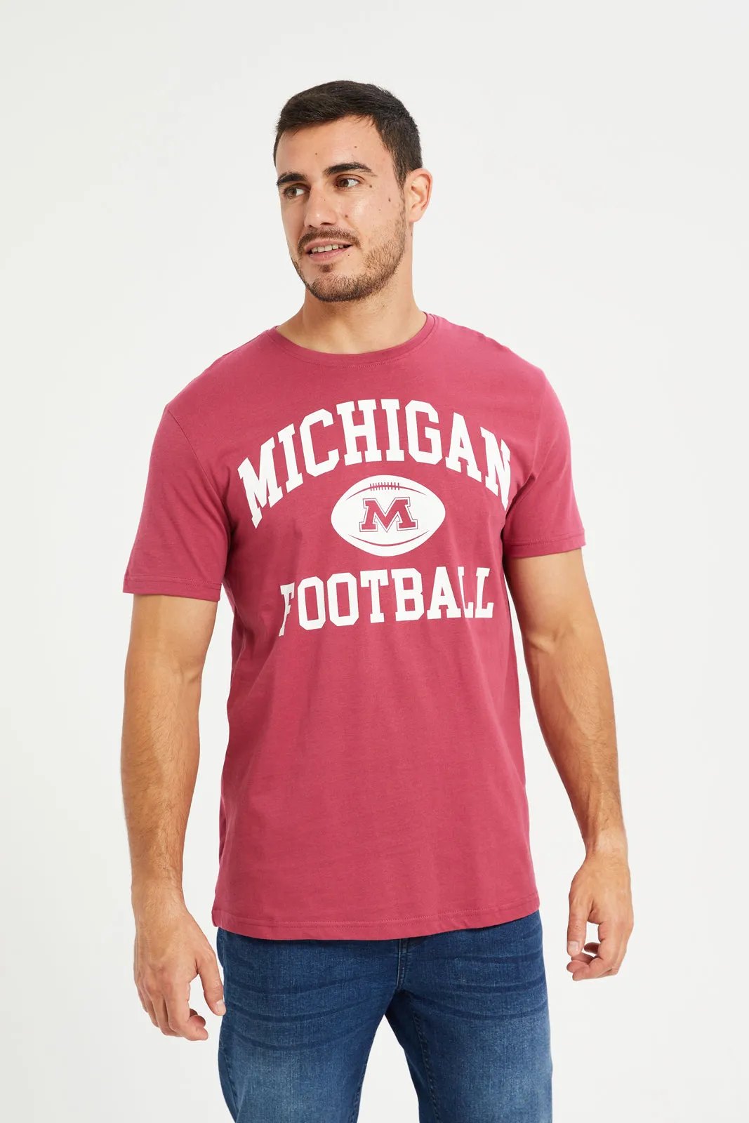 Men Red Graphic Round Neck T-Shirt sold by Redtag