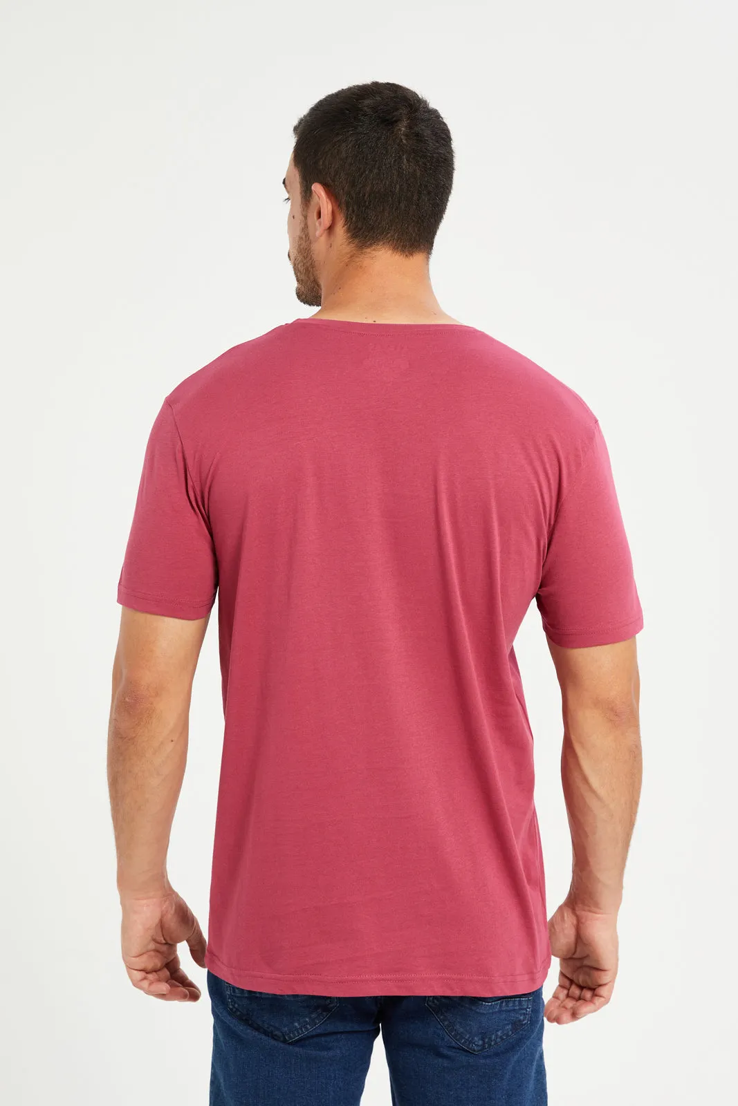 Men Red Graphic Round Neck T-Shirt sold by Redtag product image thumbnail 3