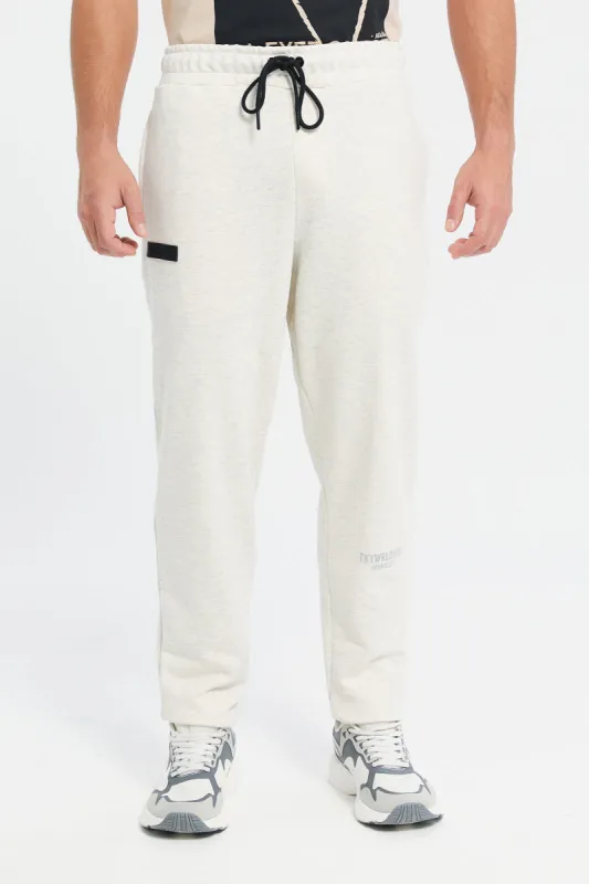 Men Ecru Joggers With Logo sold by Redtag