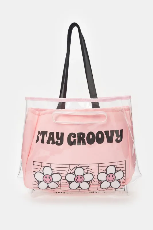 Women Pink Printed Beach Bag sold by Redtag