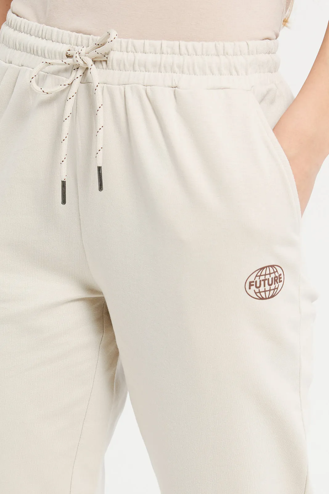 Women Beige Active Pants With Placement Print sold by Redtag product image thumbnail 4