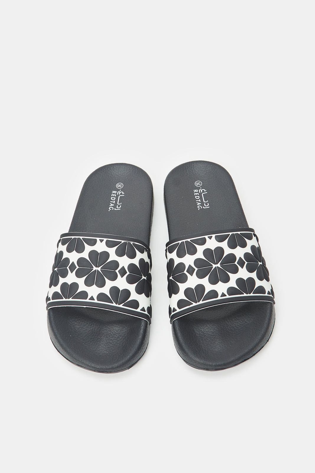 Women Black And Beige Embossed Slide sold by Redtag product image thumbnail 2