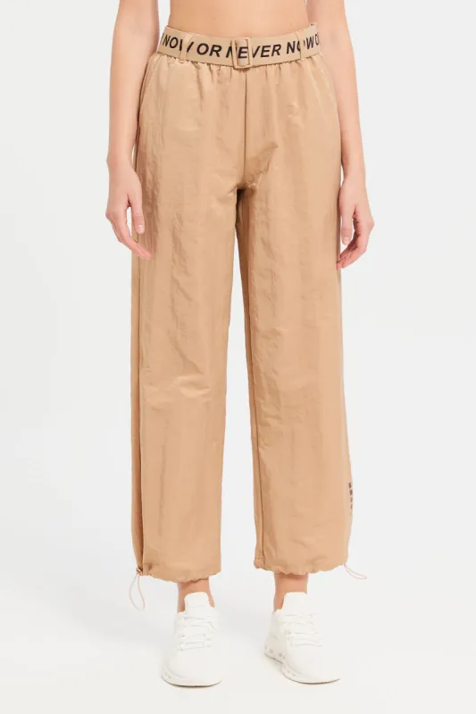 Women Beige Printed High Waist Pants sold by Redtag