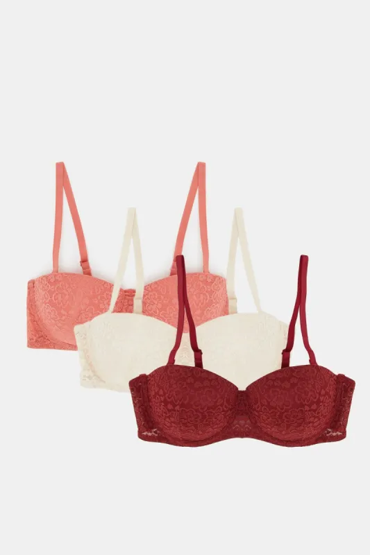 Women Assorted Balconette Bra Set (Pack of 3) sold by Redtag