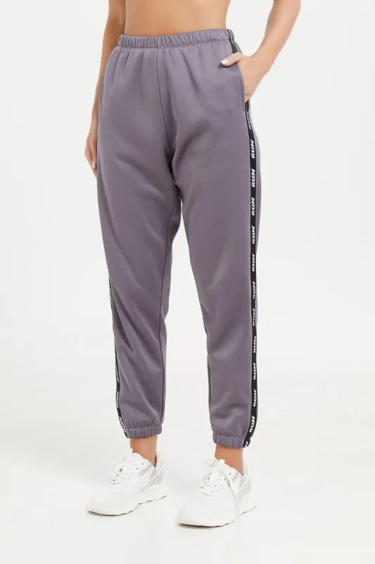 Women Grey Active Pant With Side Tape sold by Redtag