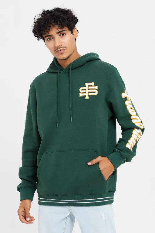 Men Green Printed Hoodie Sweatshirt sold by Redtag