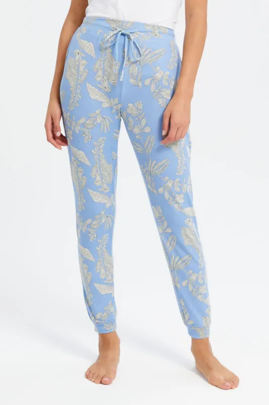 Women Blue Printed Pajama Bottom sold by Redtag