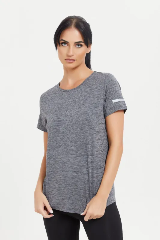 Women Grey Plain Active T-Shirt sold by Redtag