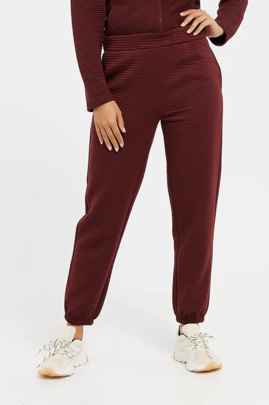Women Burgundy Jogger Pant sold by Redtag