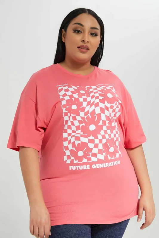 Women Plus Size Pink Floral T-Shirt sold by Redtag