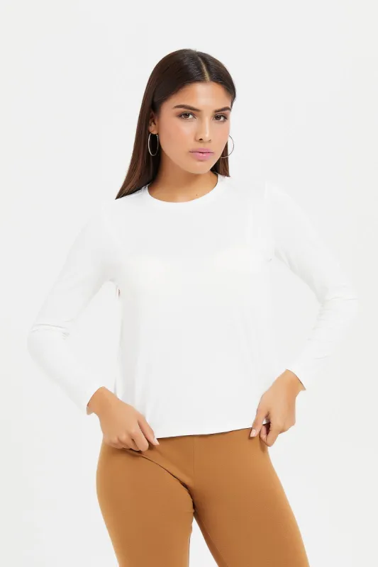 Women White Plain T-Shirt sold by Redtag