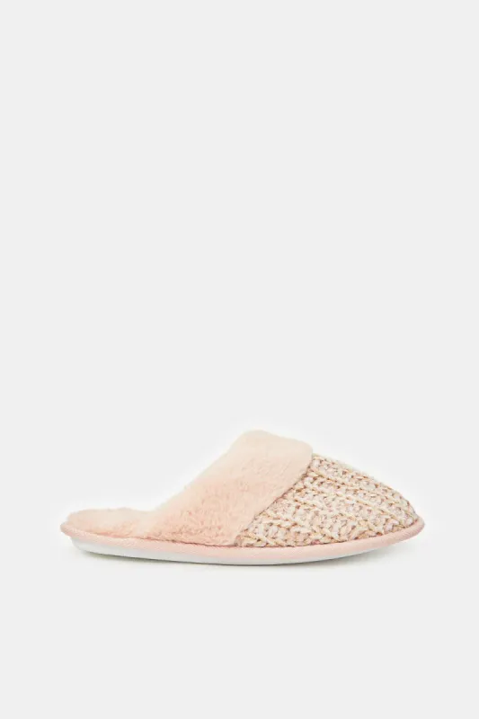 Women Pink Fur Trim Slipper sold by Redtag