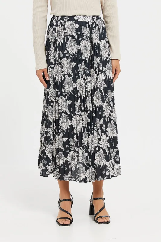 Women Charcoal Pleat Maxi Skirt sold by Redtag