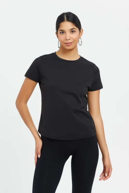 Women Black Soft Touch T-Shirt sold by Redtag