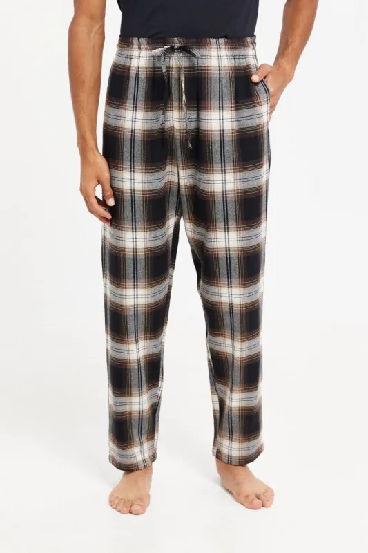 Men Black Checkered Pyjama Bottom sold by Redtag