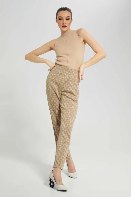 Beige High Neck Top For Women sold by Redtag