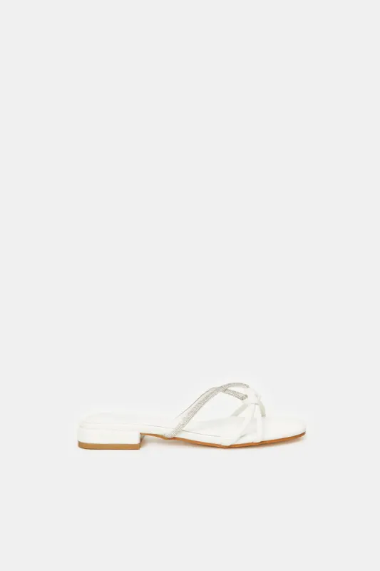 Women White Embellished Strappy Mule sold by Redtag