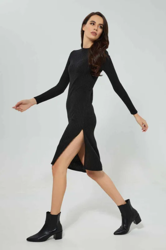Women Black Ribbed Bodycon Dress sold by Redtag