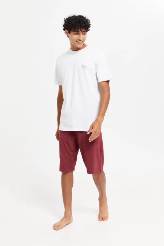 Women Ecru And Burgundy Pyjama Set (2 Piece) sold by Redtag