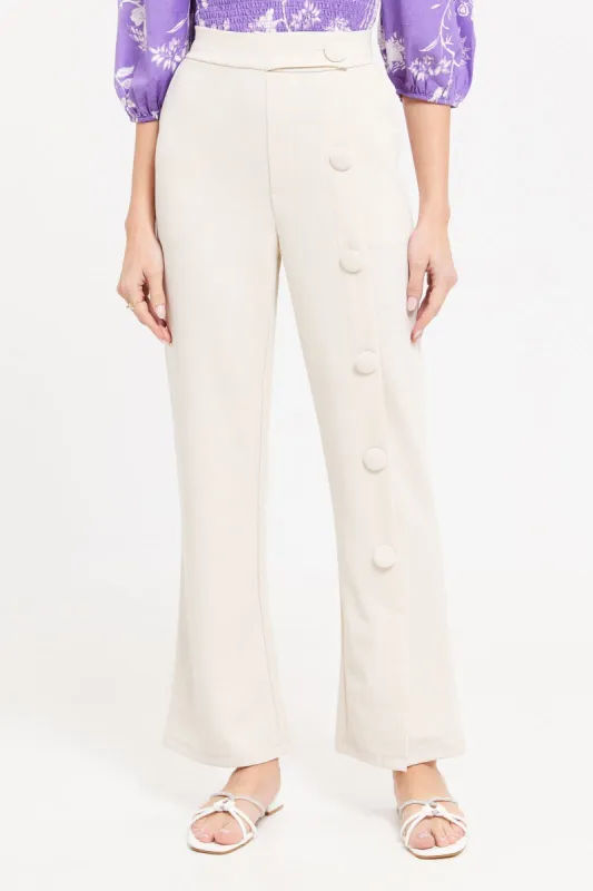 Women Beige Wide Leg Pants sold by Redtag