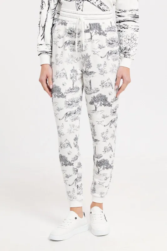 Women White Printed Joggers sold by Redtag