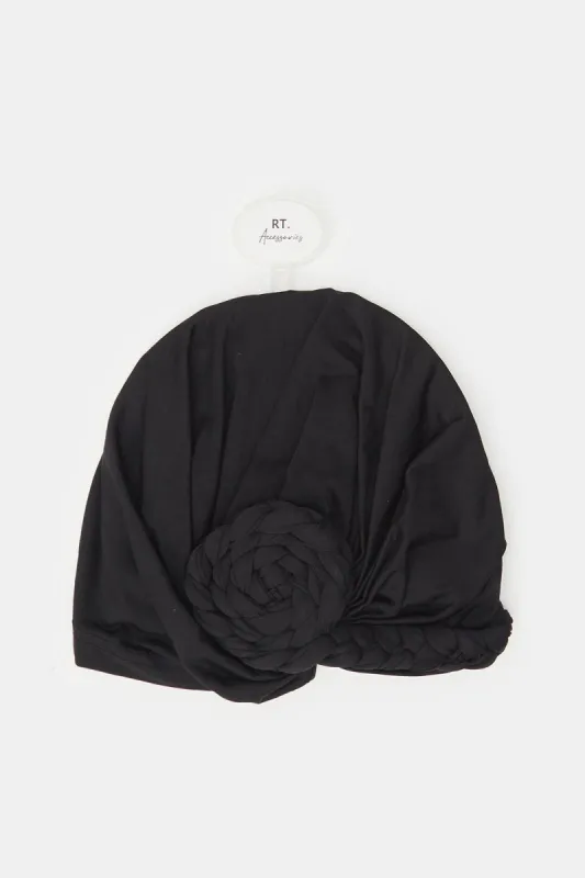 Women Black Plain Turban sold by Redtag