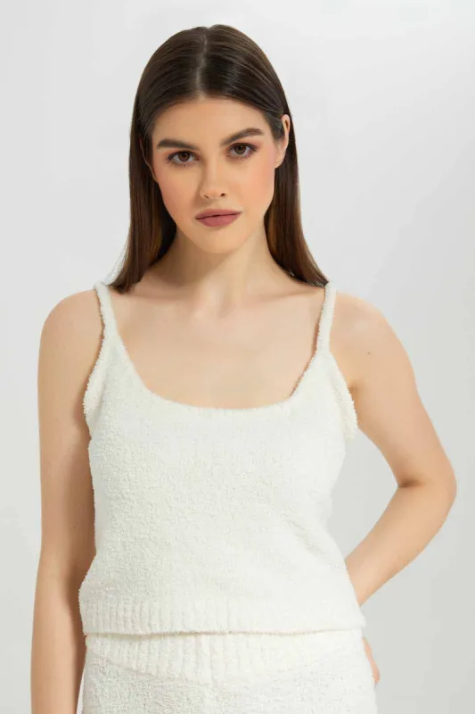 Women Ivory Shearling Cozy Lounge Vest sold by Redtag